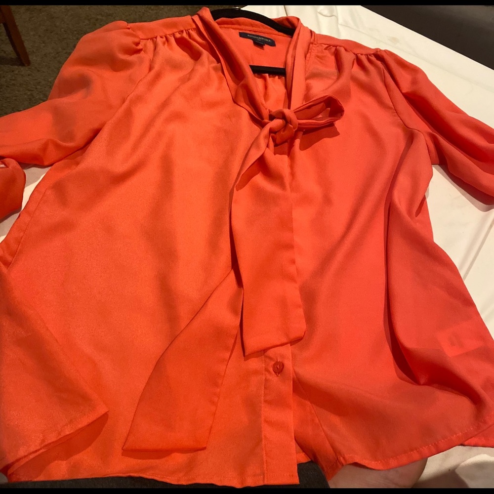 Banana Republic Coral Blouse with roll-up sleeves